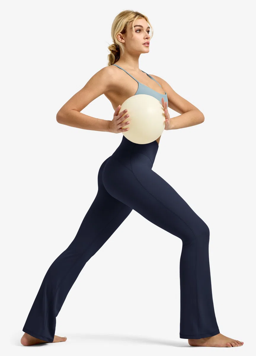 Willit Butterflux - Pantalones de yoga para mujer, leggings de entrenamiento acampanados para mujer, control de abdomen, cintura alta, leggings de yoga acampanados, 29 pulgadas, 31 pulgadas, 33