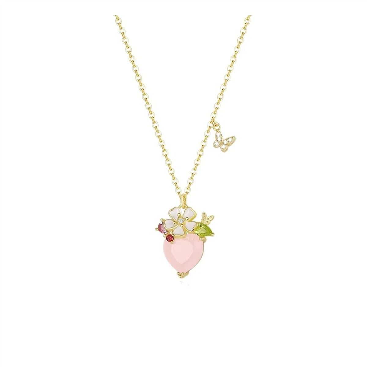 Collar Creativo Serie Fresa Collar De Plata 925 Mujeres Dulces Cadenas De Clavícula para Mujer Decoraciones para El Cuello De Verano Collar para Mujer