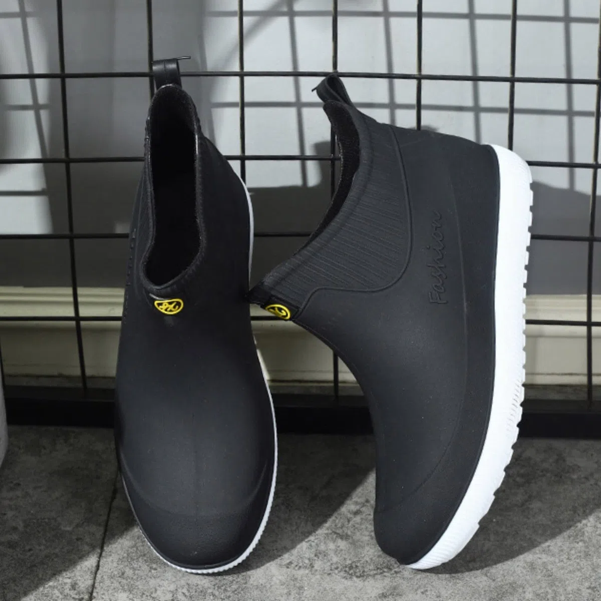 Generisch Botines de lluvia para hombre y hombre, color negro, verano, viajes, chanclas, impermeables, para jardín, pesca, lluvia, transpirables, botas de goma monocromáticas