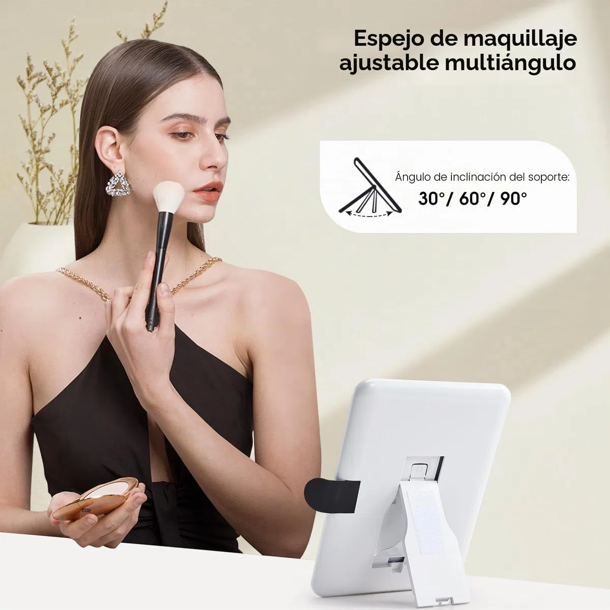 Maletin Maquillaje con LED Grande Maletín Organizador Maquillaje portátil de Cuero PU Estuche Maquillaje con Espejo extraíble Neceser Maquillaje con Soporte para brochas de Maquillaje, Negro
