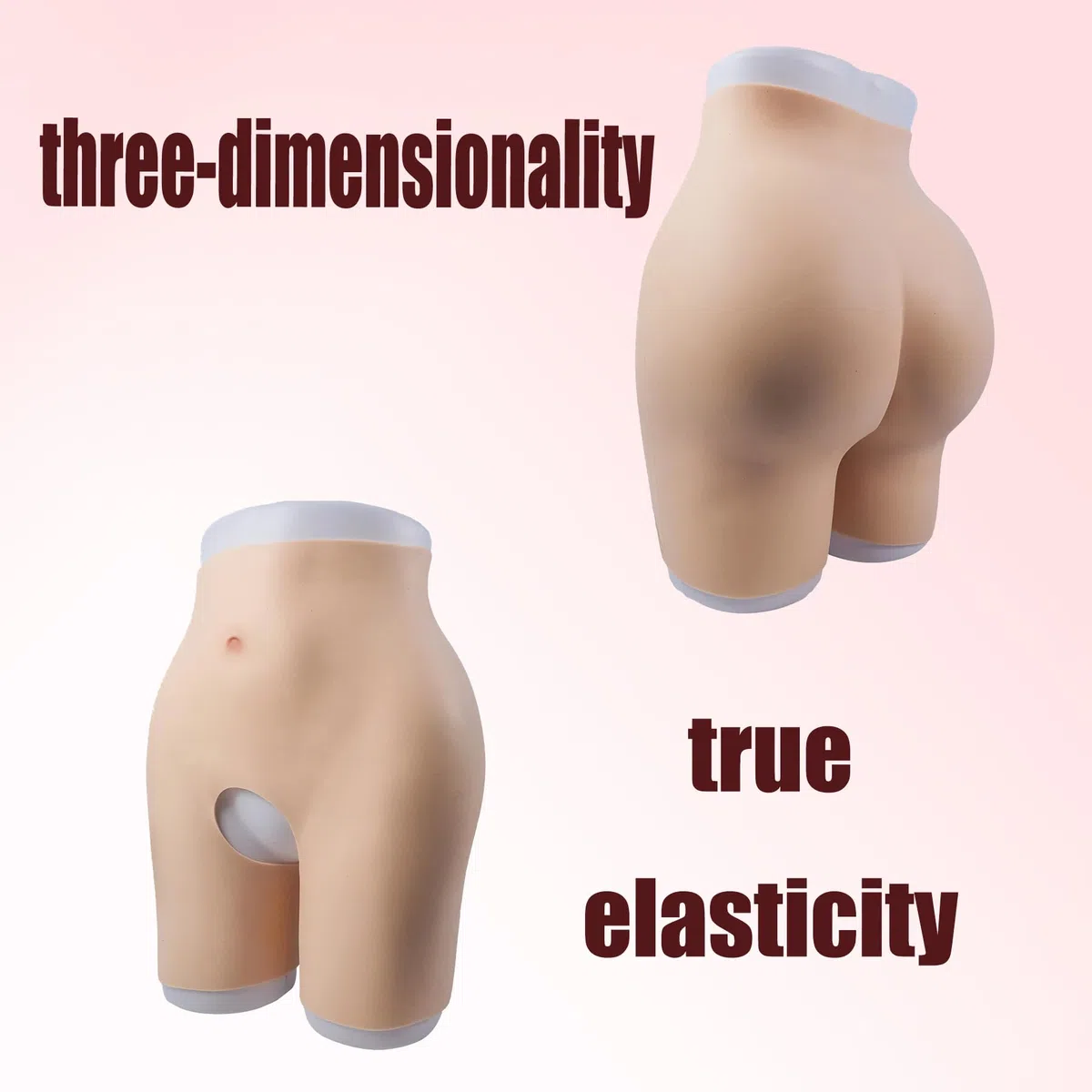 Adima Pantalones De Silicona para Aumentar Los Glúteos Ropa Interior Reductora De Glúteos De Entrepierna Abierta para Mujeres y Travestis,Blanco,Hip 1.2CM