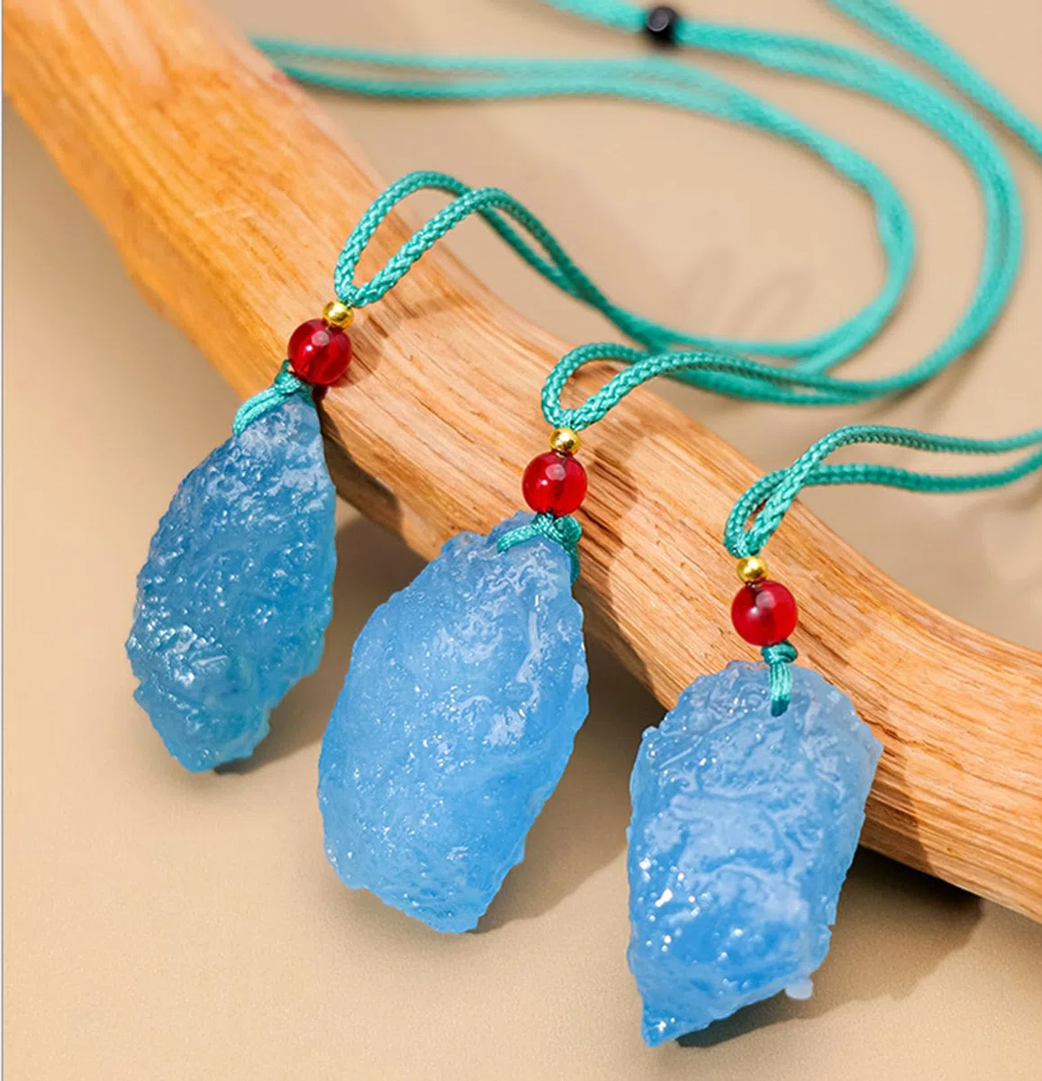 Collar de Piedra cruda Aguamarina, Colgante de Cristal de Piedras Preciosas Naturales Bruto para Mujeres y Hombres, Collar Cristales curativos Ajustables con Cuerda Tejida a Mano,A,10G