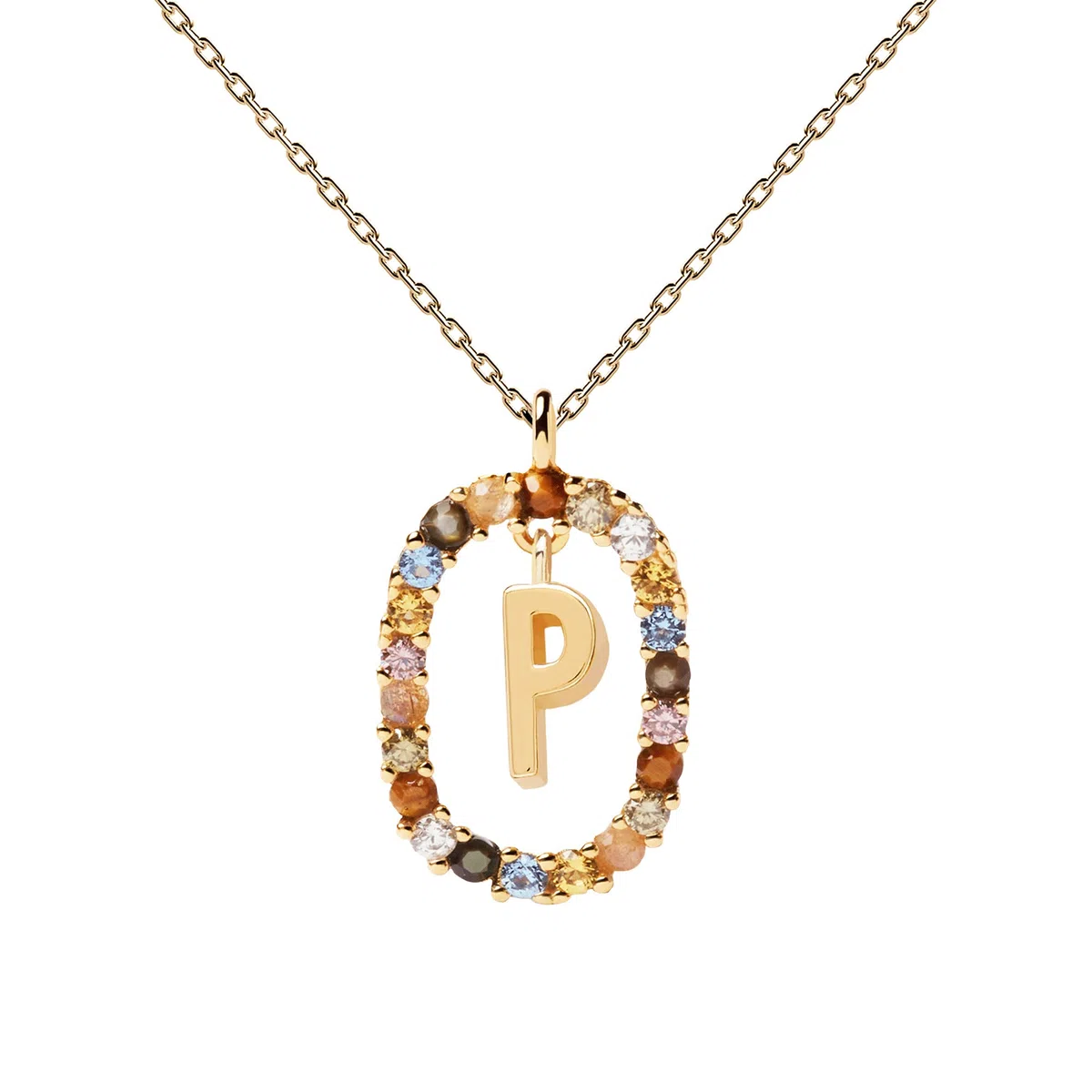 PDPAOLA – Collar con letra P de plata de ley 925, chapado en oro de 18 quilates, joya para mujer