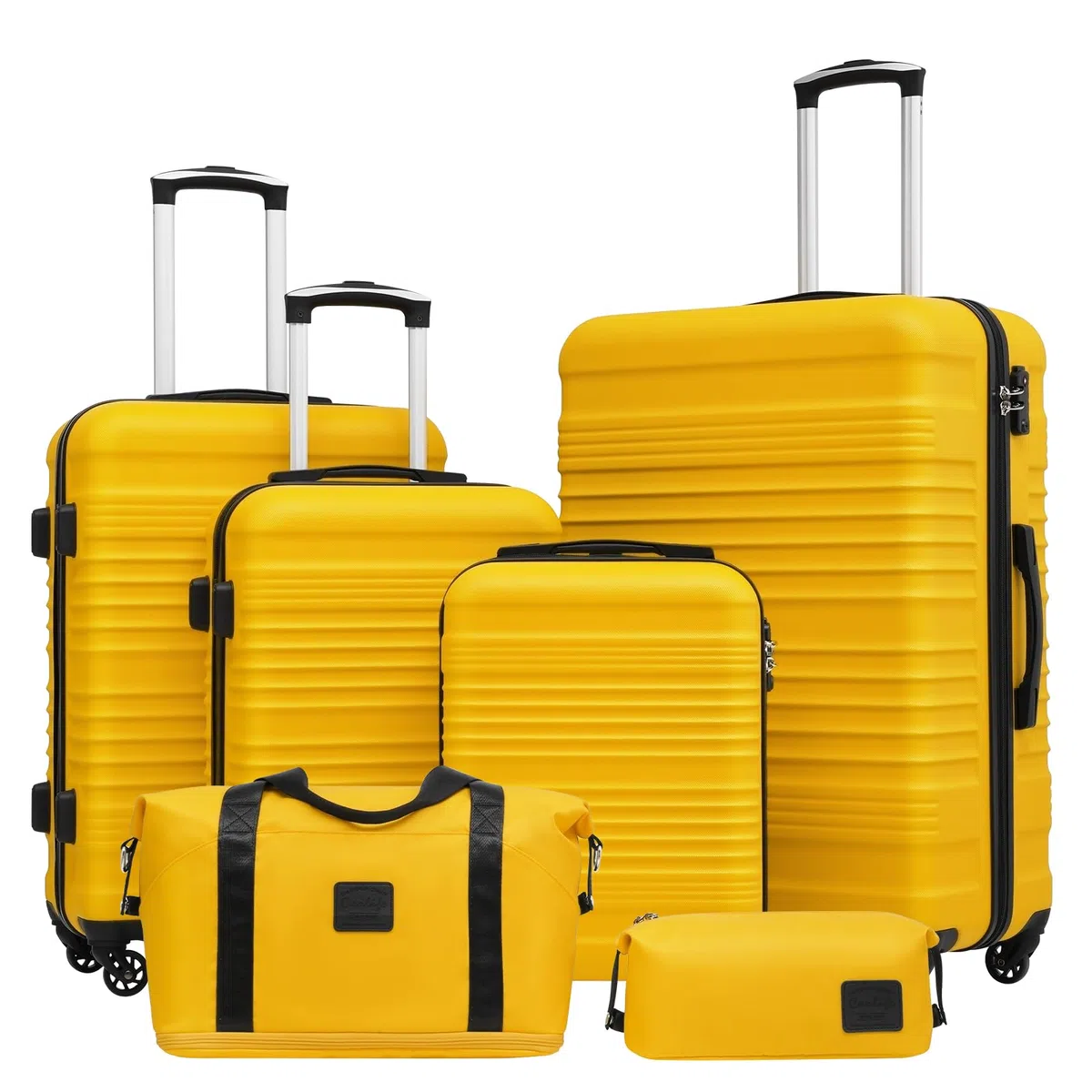 COOLIFE Juego Maletas 6 Piezas 16''20''24''28'',268L ABS+PC, Cerradura TSA | 4 Maletas, Bolsa de Viaje Expandible & Bolsa de Aseo – Ideal para Viajes en Familia, Vacaciones Largas & Solución Completa