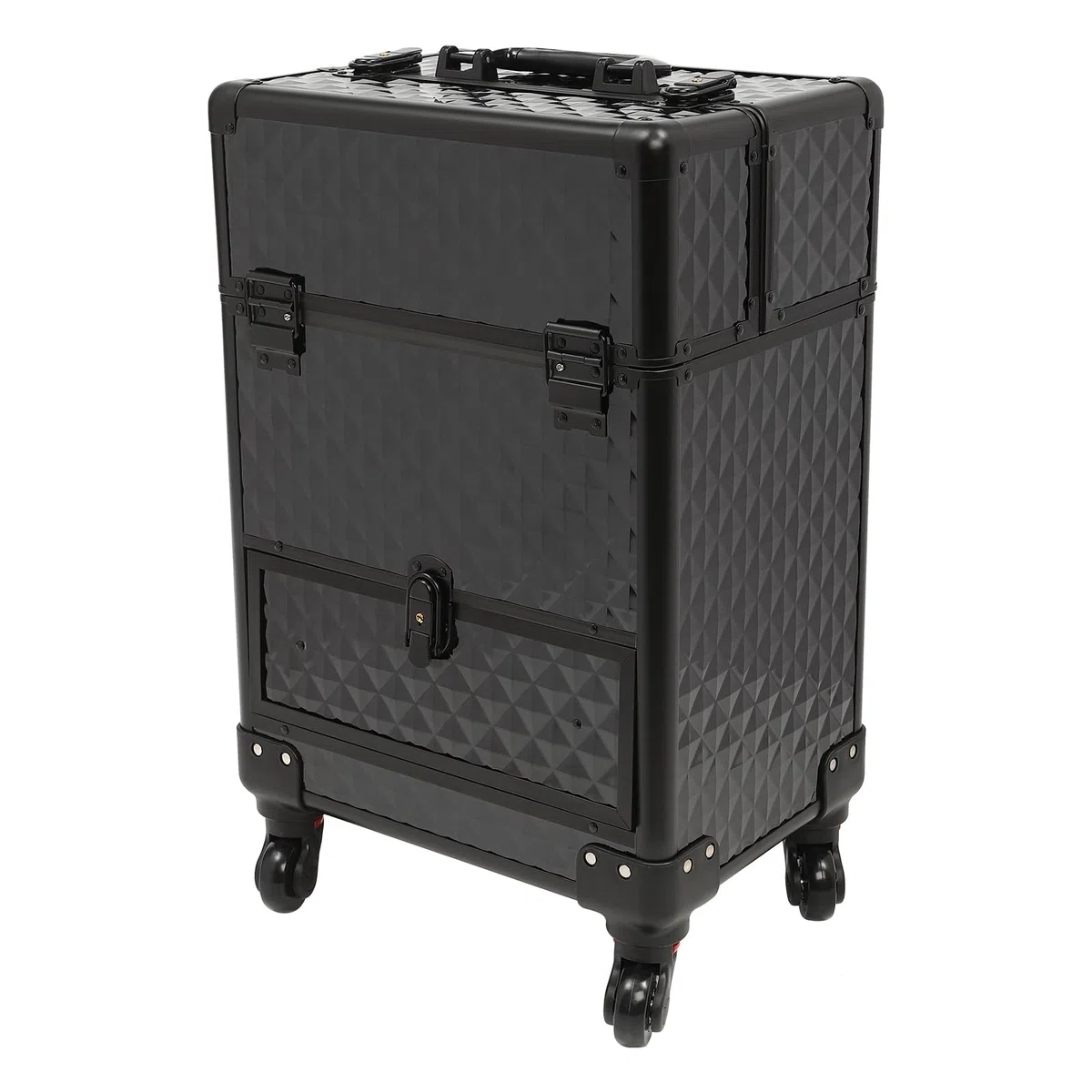 Neceser de maquillaje, 34 x 25 x 47 cm, bordado de uñas, suelo con cajón, organizador de peluqueros, cuidadores de animales, maquilladores, Negro , moderno