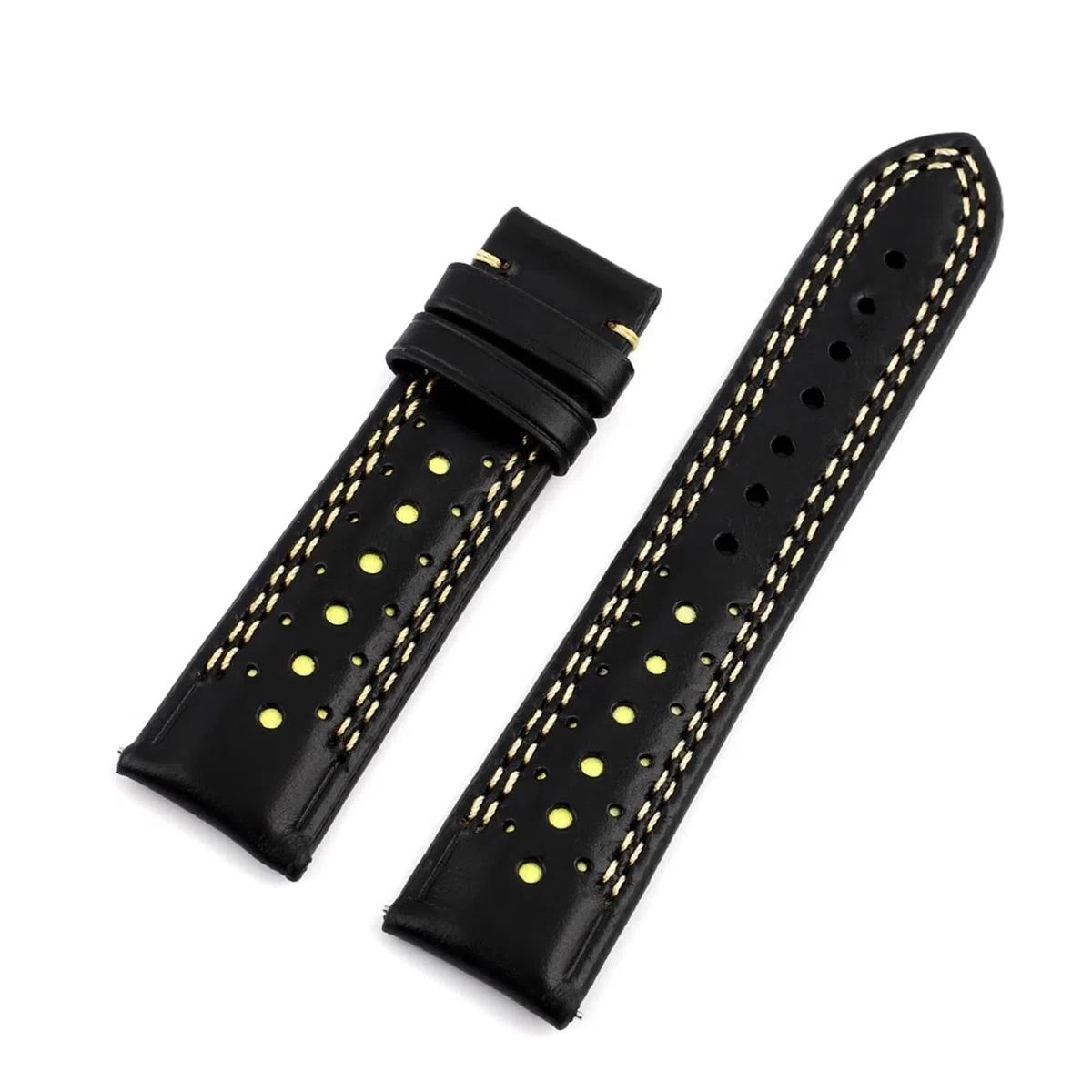 XILILHC Correas De Reloj Hechas A Mano, Correa Negra Marrón 22mm, Repuesto Suave Y Grueso, Pulsera Porosa Transpirable