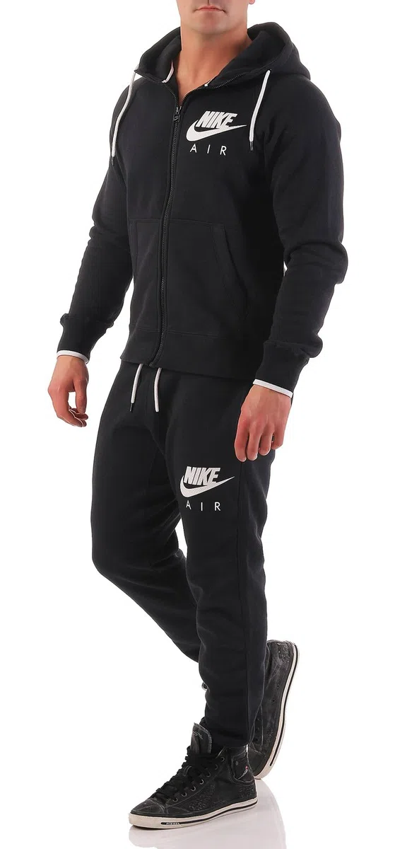 Nike AW77 FLC Cuff PT-Air HTG - Pantalón para Hombre, Color Negro/Blanco, Talla XL