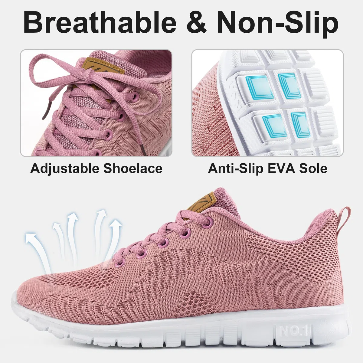 Alicegana Tenis para mujer, ligeros, antideslizantes, informales, para caminar