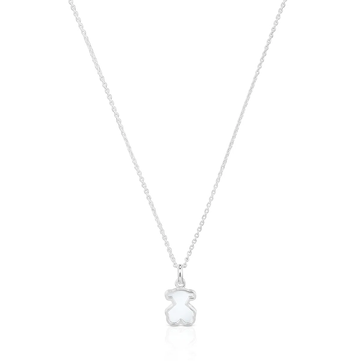 TOUS Collar Corto para Mujer de Plata de Primera Ley y Metacrilato blanco, Colección Galaxy