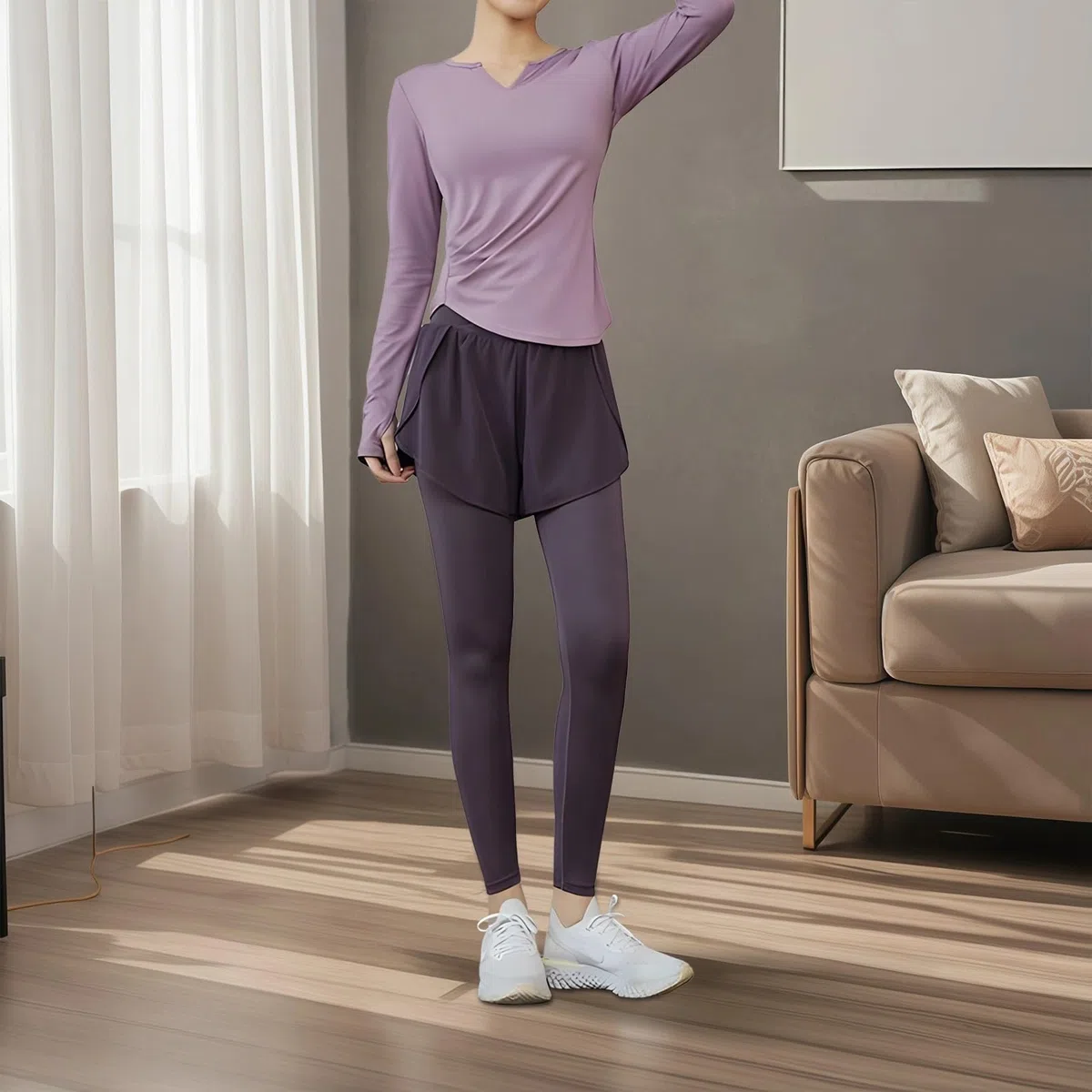 Activewear - Conjunto de 3 piezas para mujer, traje de yoga con tela transpirable y antibolitas, talla XXL para 135-150, cómodo y elegante