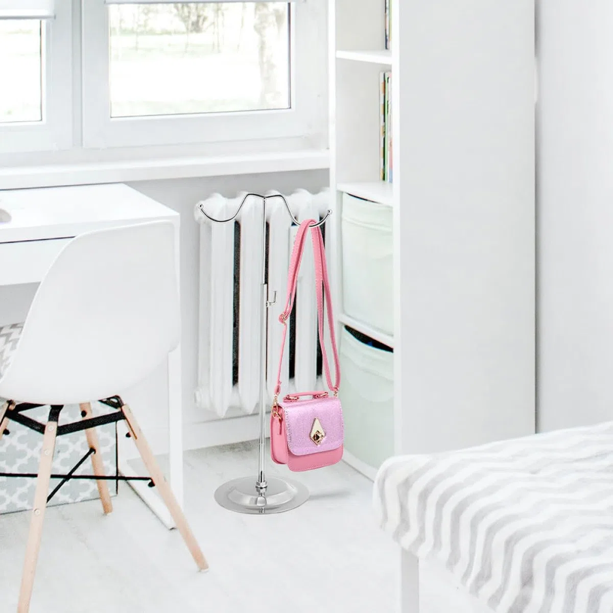 VALICLUD 2piezas Soporte Ajustable De Metal Para Bolsos Expositor Con Doble Colgador Resistente y Seguro Para Mesa Organizador Para Hogar y Tienda
