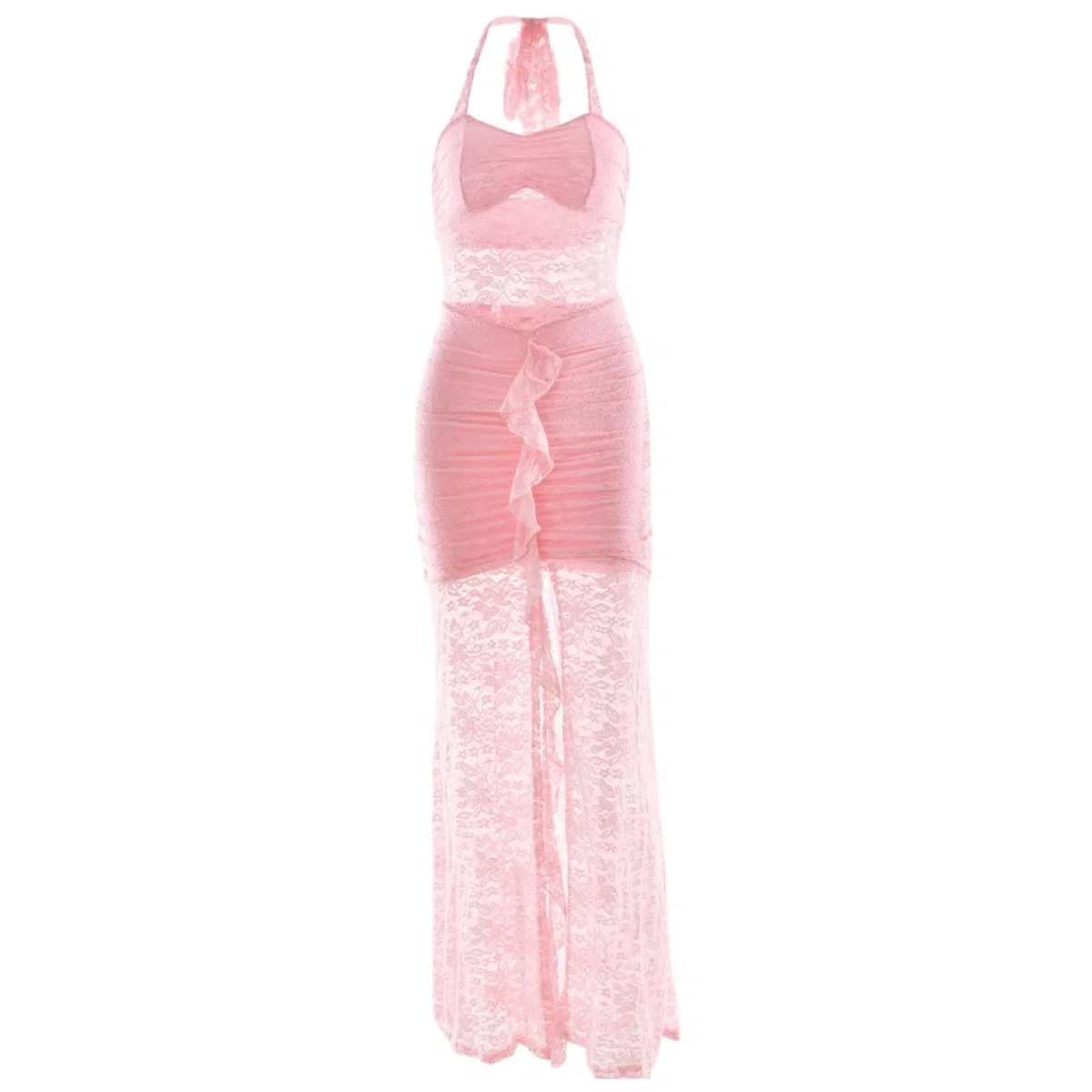 Vestido casual para mujer, elegante, con encaje, vestido largo de encaje, sexy, sin mangas, para el día a día