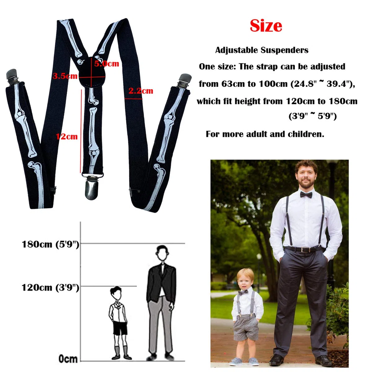 Tirantes para hombre, estilo Y, resistentes, ajustables, elásticos, talla única, para adultos y niños