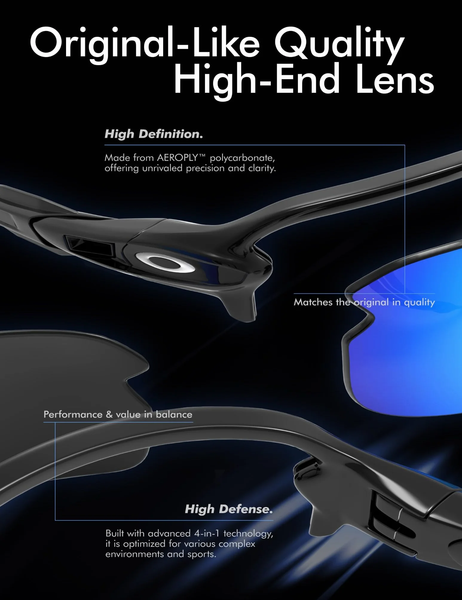 SAUCER Lentes de repuesto prémium para gafas de sol Oakley Turbine OO9263