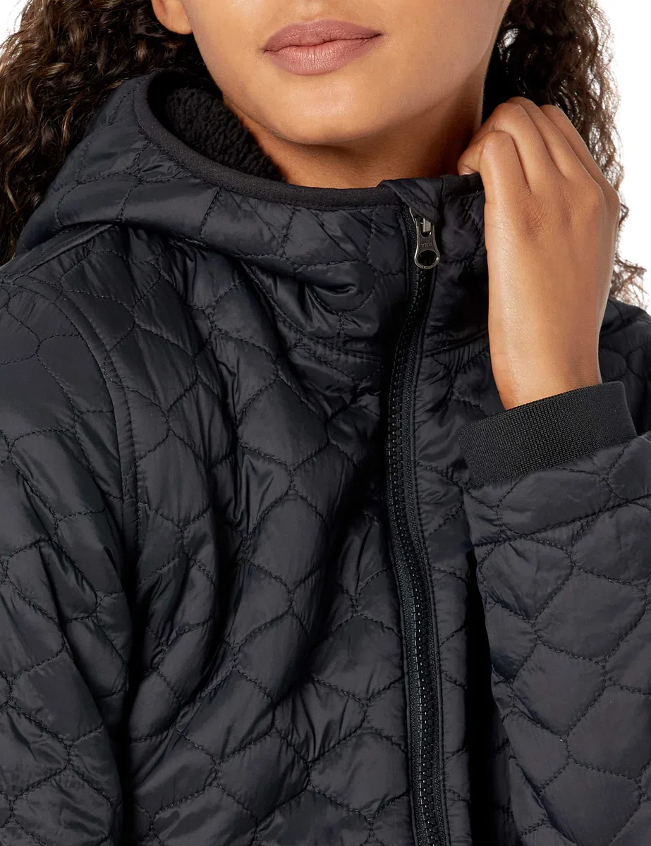 Amazon Essentials Mujer Chaqueta Acolchada Ligera con Cremallera Completa, Resistente al Agua, con Capucha y Forro de Sherpa