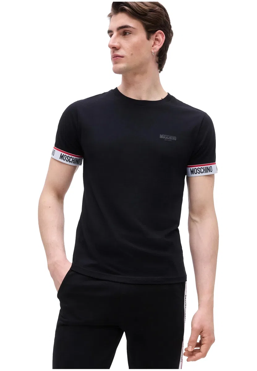Moschino Camiseta Cinta Elástica con Logotipo en la Manga