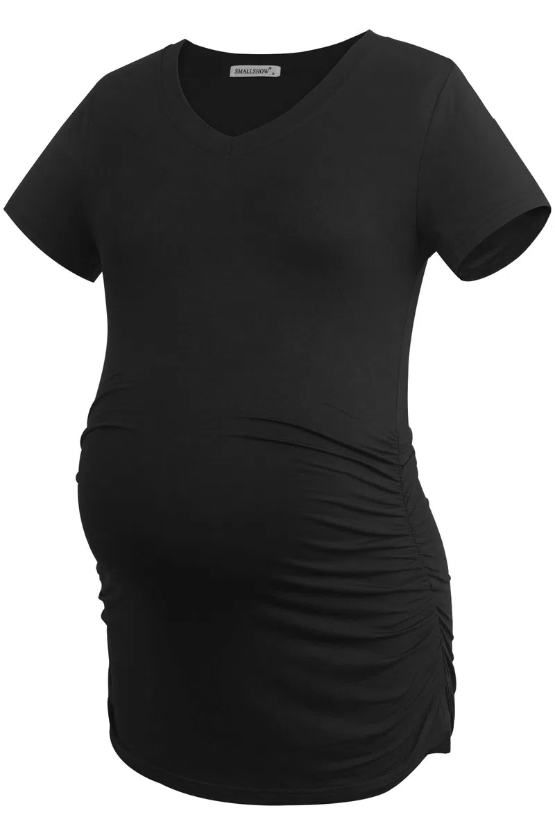 Smallshow - Camiseta de maternidad con cuello en V para mujer - - Medium