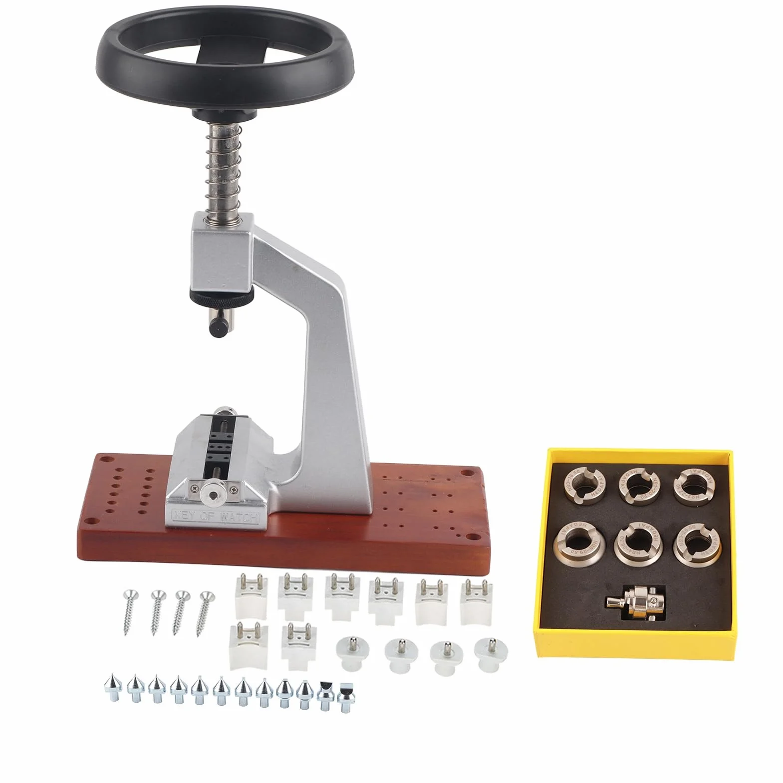 GLOGLOW Herramientas y Kits de Reparación Abridor de Espalda con 6 Troqueles Soporte Ajustable y Tornillo de Banco para Reparación de Ostras Impermeables Cajas Atornilladas Abridor de Cajas de Reloj