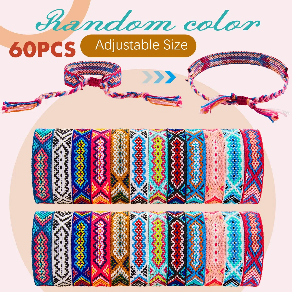 Henoyso Nepal - Pulseras tejidas de la amistad a granel, pulseras trenzadas ajustables con cierre de nudo deslizante para niños, niñas, mujeres, hombres, campamento, 12 colores aleatorios