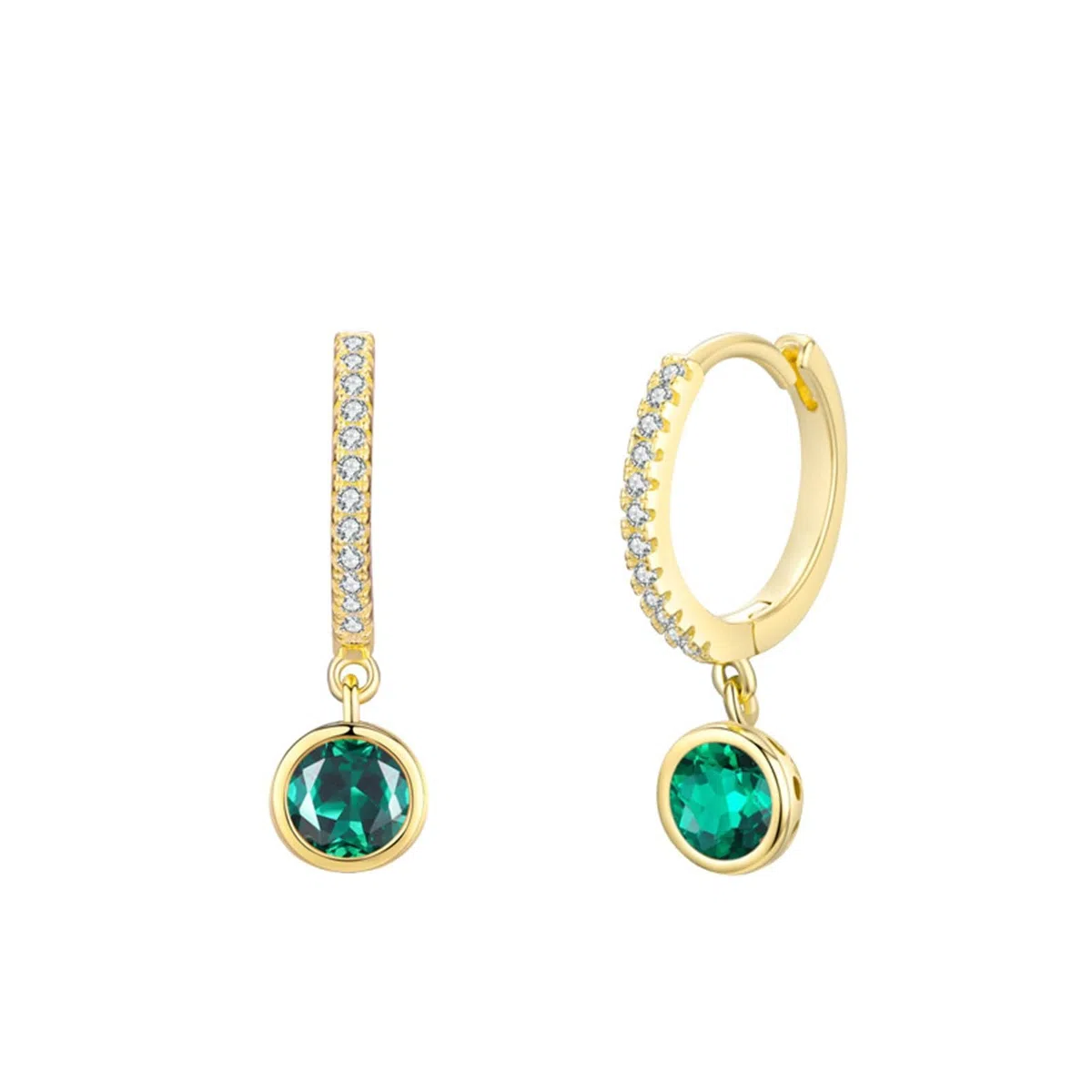 Wycian Pendientes de aro para mujer, oro de 9 quilates, 14 quilates, 18 quilates, topacio azul y bisel de moissanita, aretes de tuerca para mujer