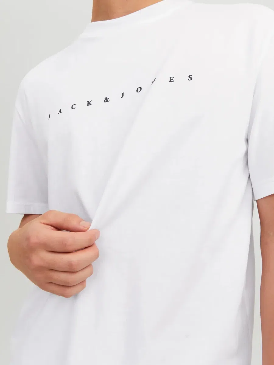 JACK & JONES Camiseta para Hombre con Logo, B/Dark Navy7blue Mirage/White, M