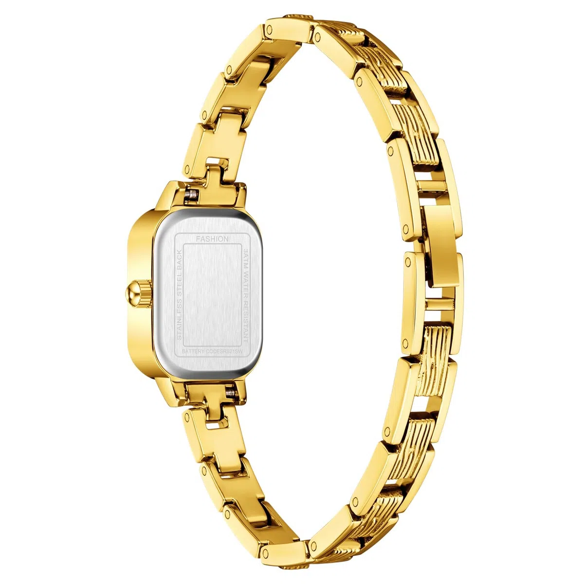 findtime Relojes dorados y plateados para mujer, reloj de pulsera para mujer