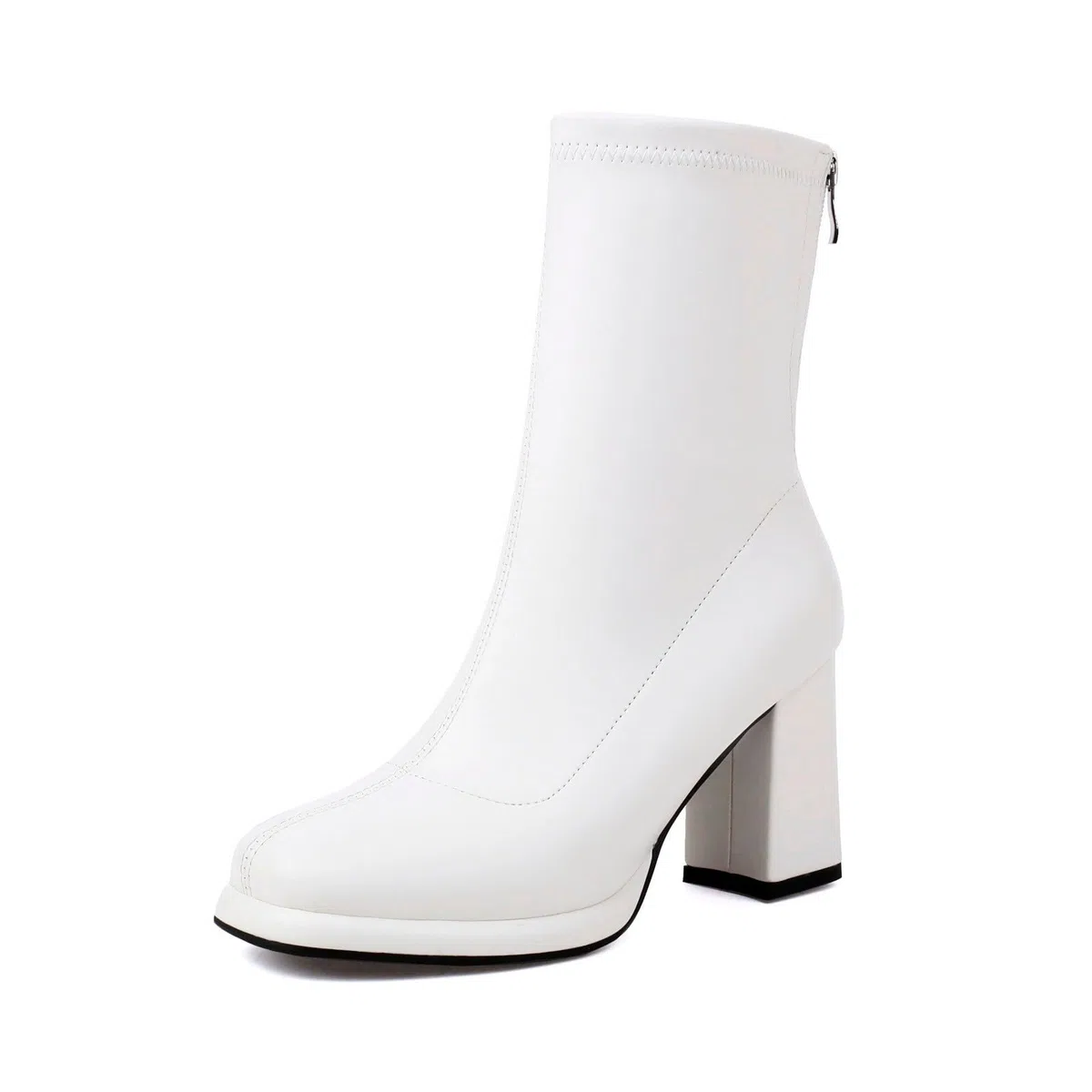 Generisch Botines de tacón cuadrado con cordones para mujer, elegantes zapatos cortos con punta redonda para uso diario, eventos informales