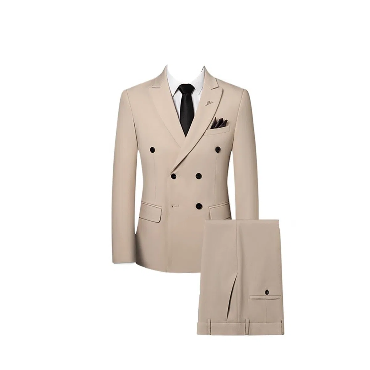 Trajes para Padrinos De Boda Conjunto Informal de Tres Piezas for Novio, Elegante y, Doble Botonadura (Traje + Chaleco + pantalón) para Fiesta(Apricot,Asian L is EUR S)