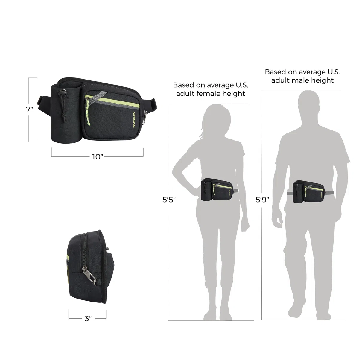 Travelon Greenlander-Riñonera antirrobo, Unisex Adulto, Negro Azabache